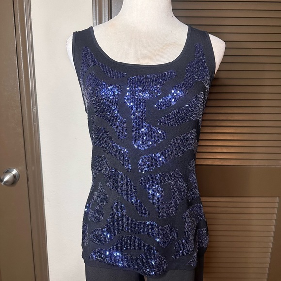 CACHE | Sequin Cheetah Embellished Tank Top - Picture 1 of 1